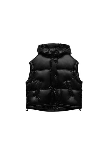 FAUX LEATHER PUFFER VEST