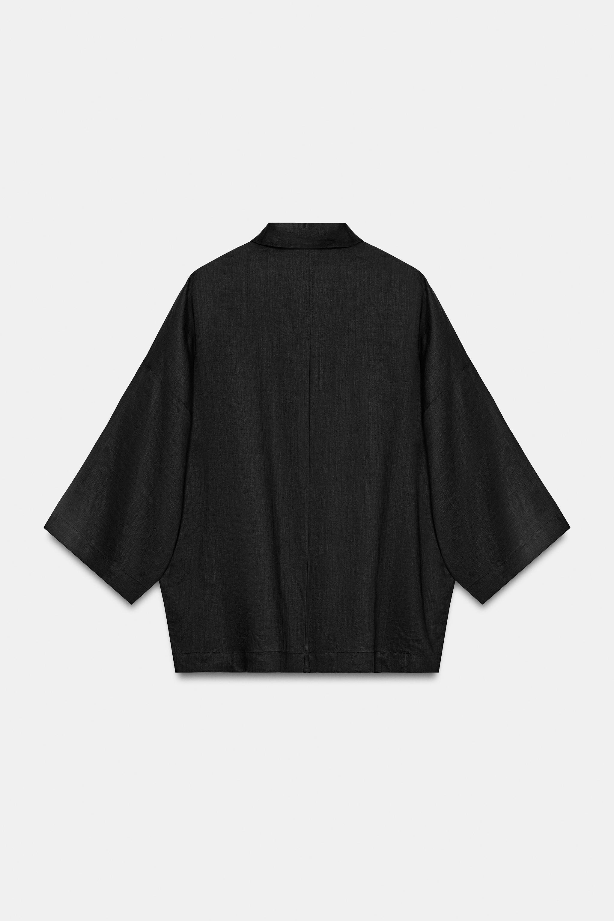 Zara ZW COLLECTION RAMİ KARIŞIMLI OVERSIZE GÖMLEK görsel 7