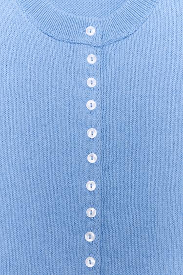 GILET EN MAILLE MANCHES COURTES BOUFFANTES - Bleu clair de Zara - Image 2