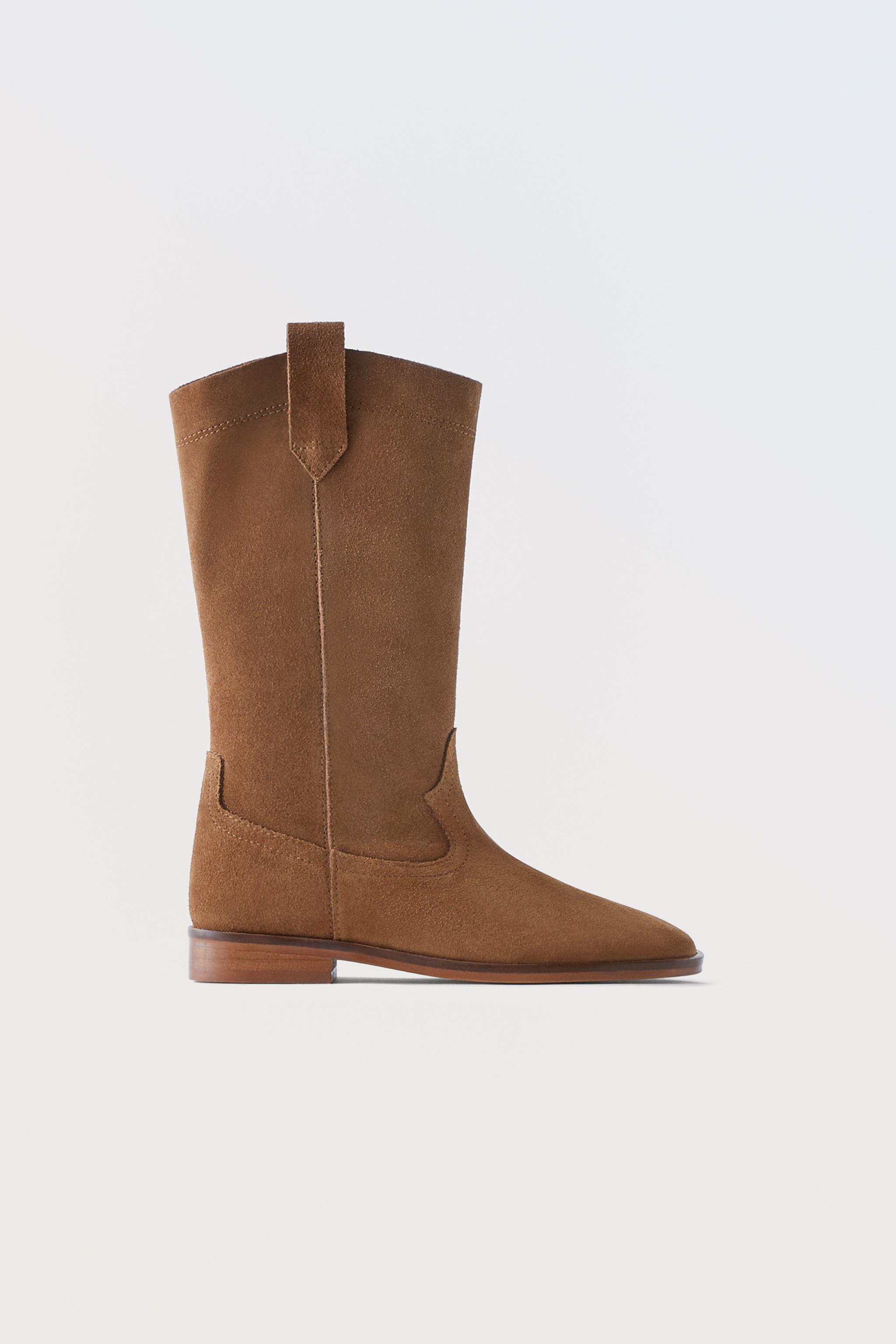 Zara split suede cheap ankle boots