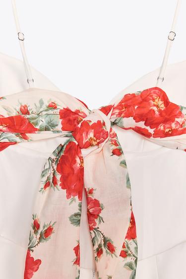 COMBI-SHORT AJOURÉ FOULARD - Blanc de Zara - Image 8