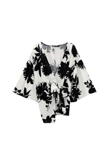 PRINTED TOP WITH TIED DETAIL
