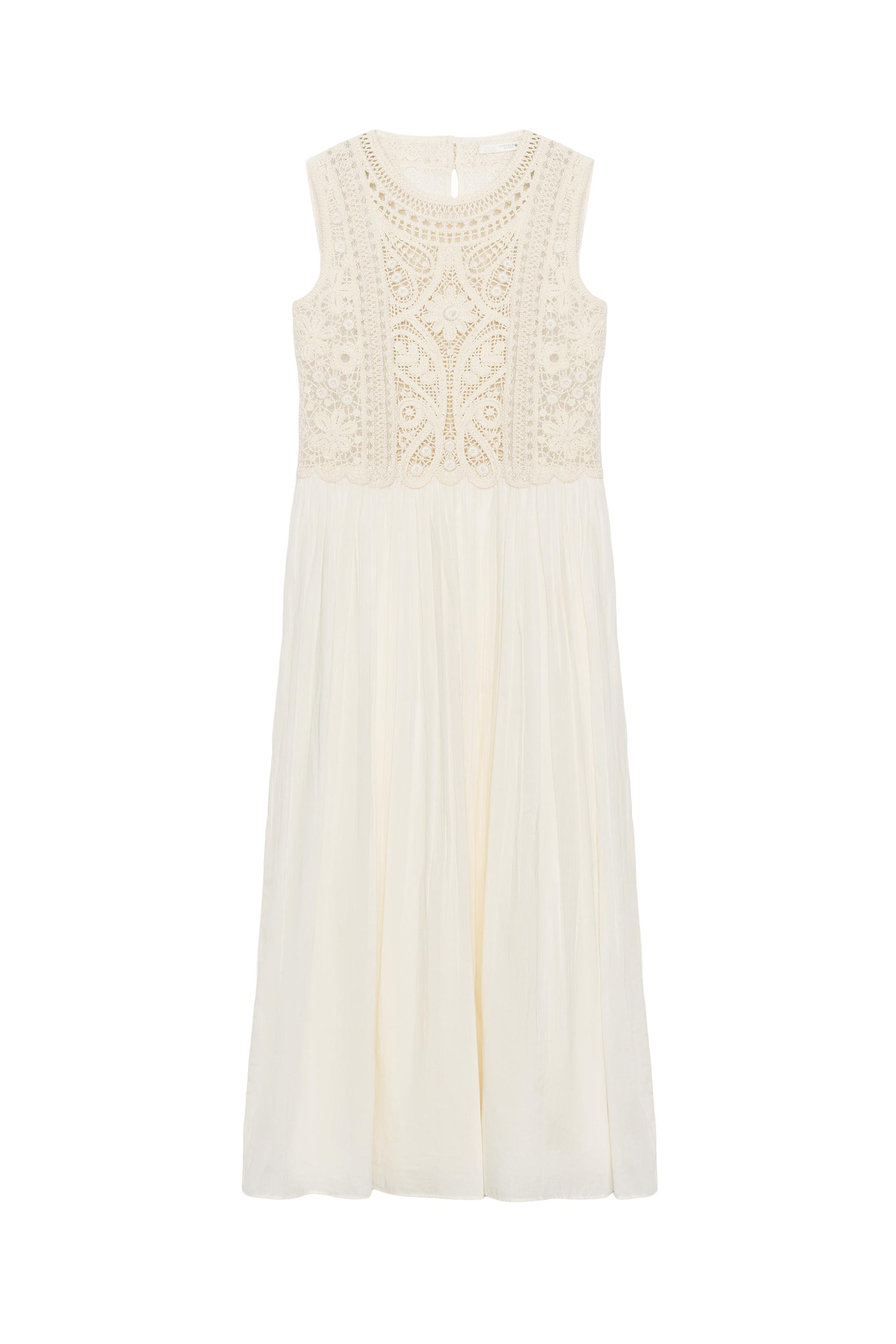 ZW COLLECTION EMBROIDERED MIDI DRESS - Ecru | ZARA United States ZW COLLECTION EMBROIDERED MIDI DRESS - Ecru | ZARA United States