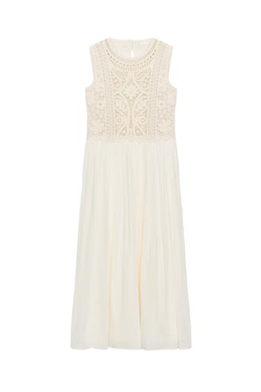 ZW COLLECTION EMBROIDERED MIDI DRESS - Ecru by Zara