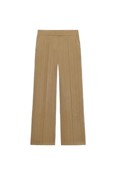 بنطلون مستقيم بتفصيل أنبوبي - مِحْمر الخاص بـ Zara