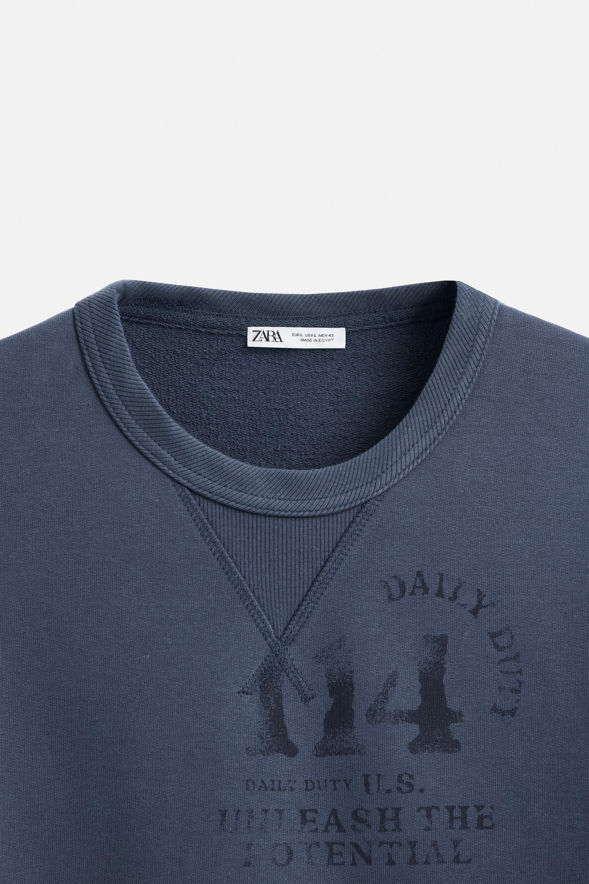 FADED SLOGAN SWEATSHIRT - Blue | ZARA United Kingdom