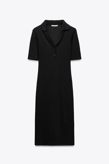 INTERLOCK POLO COLLAR DRESS - Black by Zara - Image 3