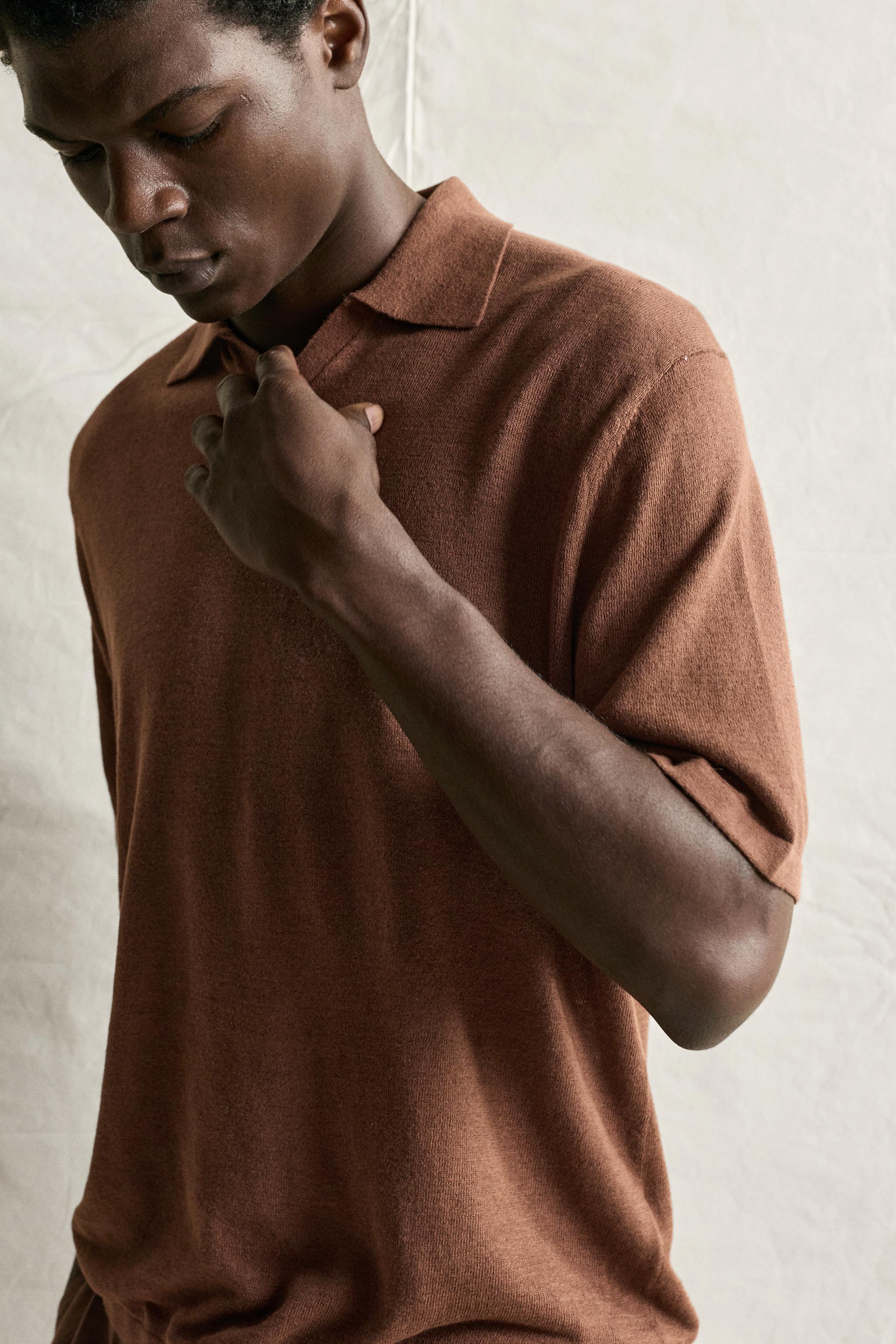HEMP COTTON BLEND KNIT POLO