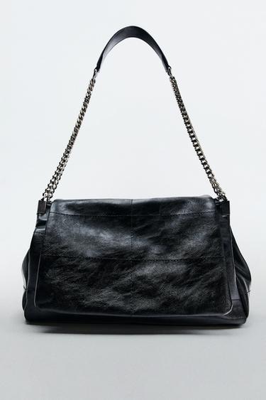 BOLSO DE HOMBRO SOLAPA ROCK - Negro de Zara