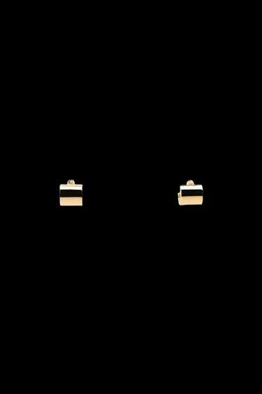 Zara TUBULAR METAL EARRINGS - Golden - Image 0