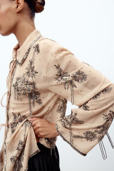 TOP FANTAISIE SEQUINS - Doré de Zara - Image 2