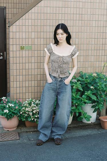 JEANS BARREL TRF ハイウエストブルー0ZaraのJEANS BARREL TRF ハイウエスト - ブルー - 画像 0