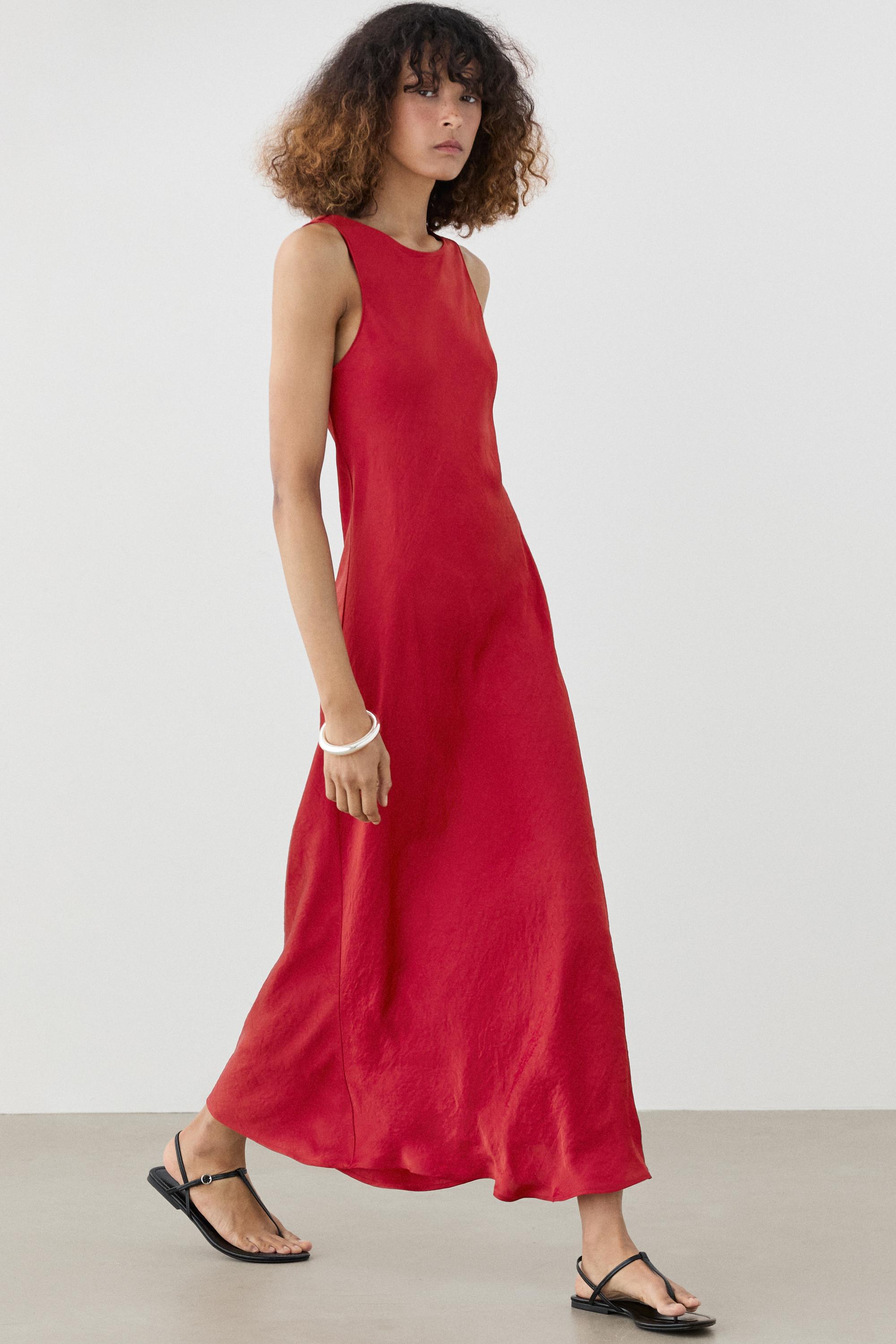 Flowing satin midi dress