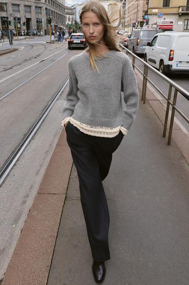 JERSEI DE PUNT COMBINAT - Gris vigoureux de Zara