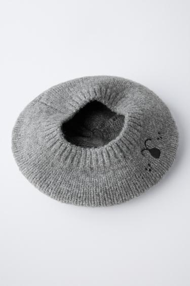 KNIT BERET WITH EMBROIDERED EARS - Grey marl by Zara - Image 2