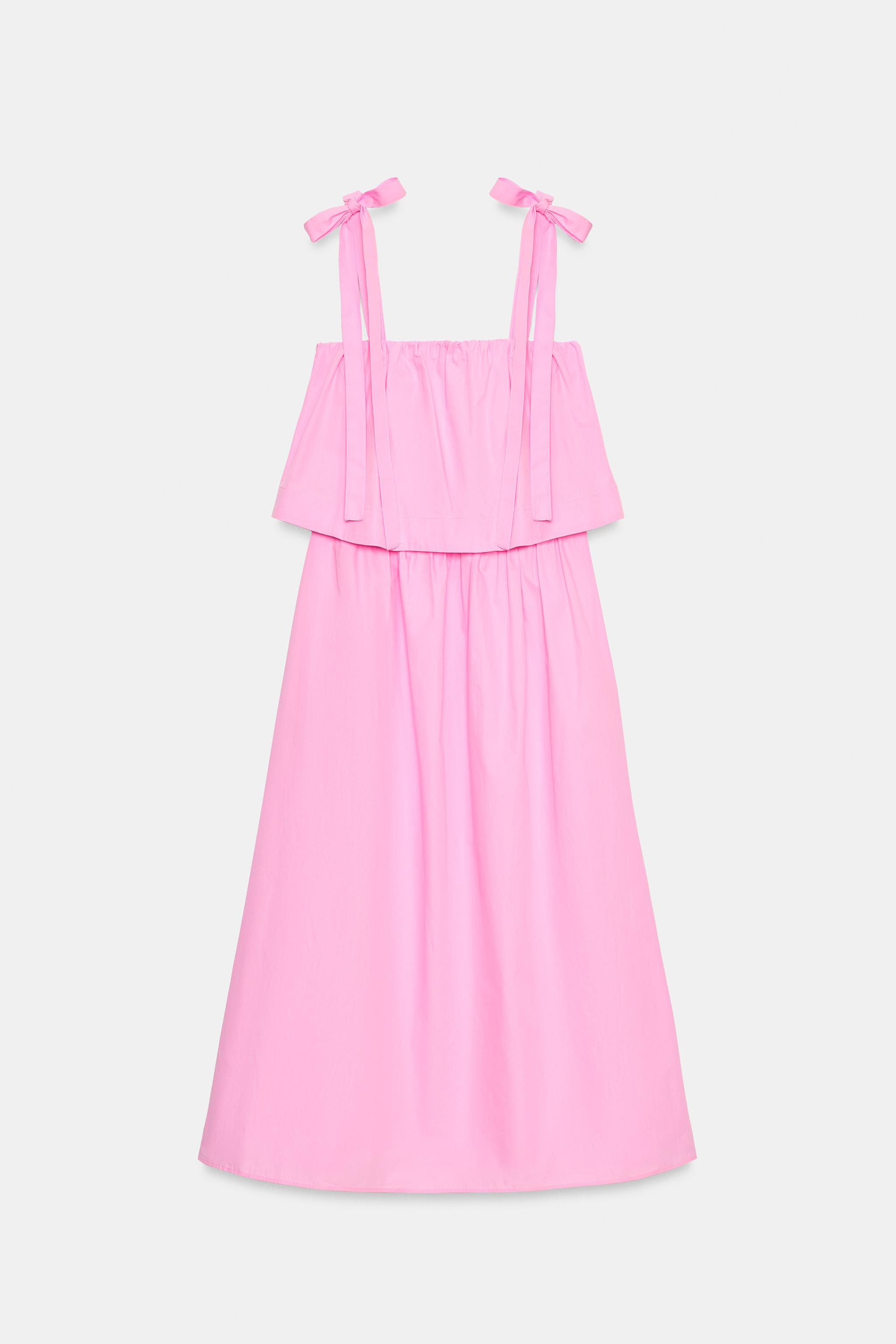 POPLIN TIE MIDI DRESS
