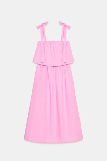 ROBE MIDI EN POPELINE À NŒUDS - Rose moyen de Zara - Image 7