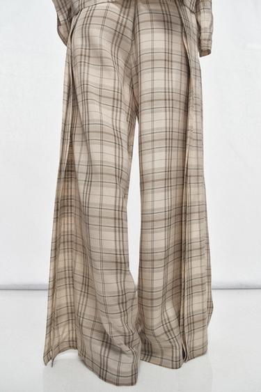 CHECK TROUSERS ZW COLLECTION - Beige by Zara