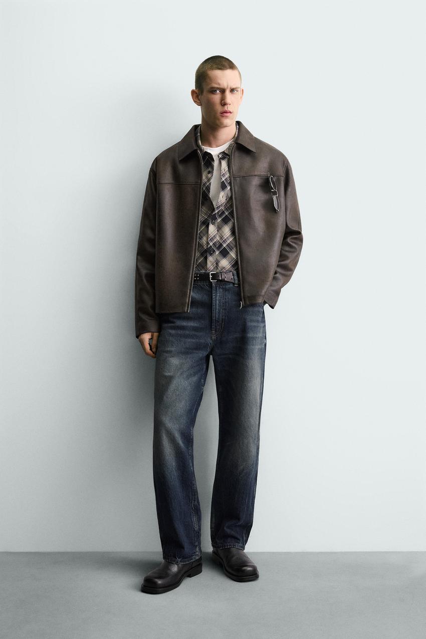 ウォッシュドフェイクレザージャケット - オリーブオイル | ZARA Japan 