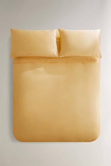 CAPA DE EDREDOM DE CETIM (300 FIOS) - Amarelo da Zara