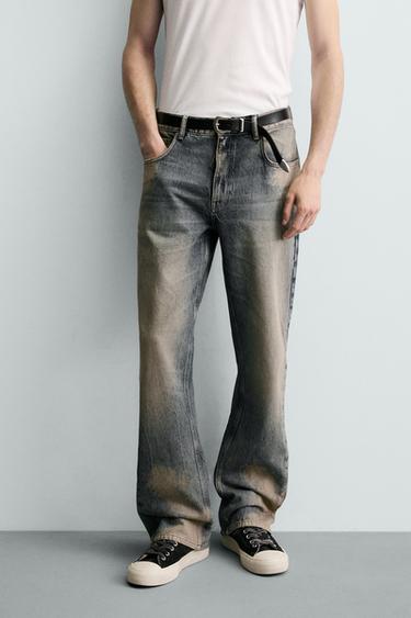 STAINED WASH FLARE FIT JEANS - Ink blue by Zara