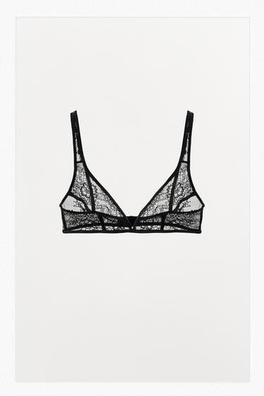 BRALETTE TRIANGULAR ENCAJE - Negro de Zara