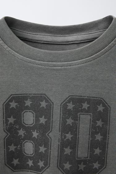 T-SHIRT À INSCRIPTION IMPRIMÉE - Gris de Zara - Image 2