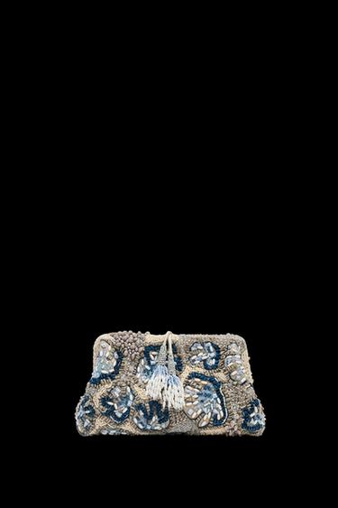 Zara BEADED CLUTCH - Blue - Image 0