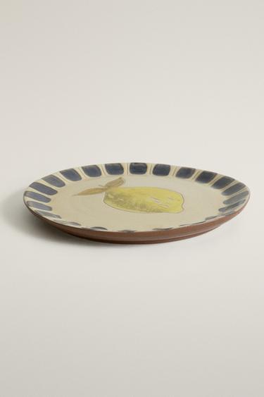 FRUIT EARTHENWARE DESSERT PLATE — Yellow 2