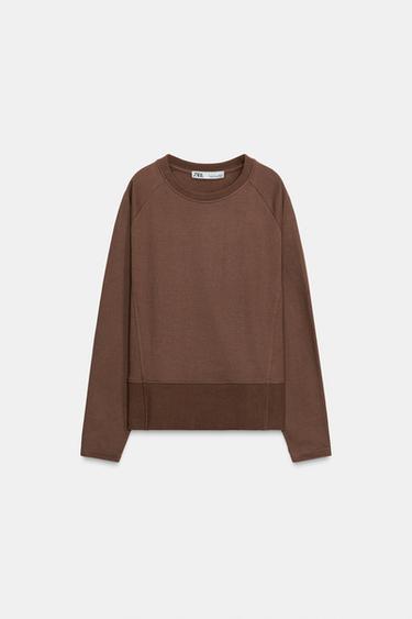 Zara LONG SLEEVE SWEATSHIRT - taupe brown