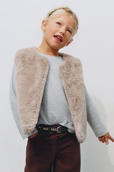 FAUX FUR VEST — taupe brown 2