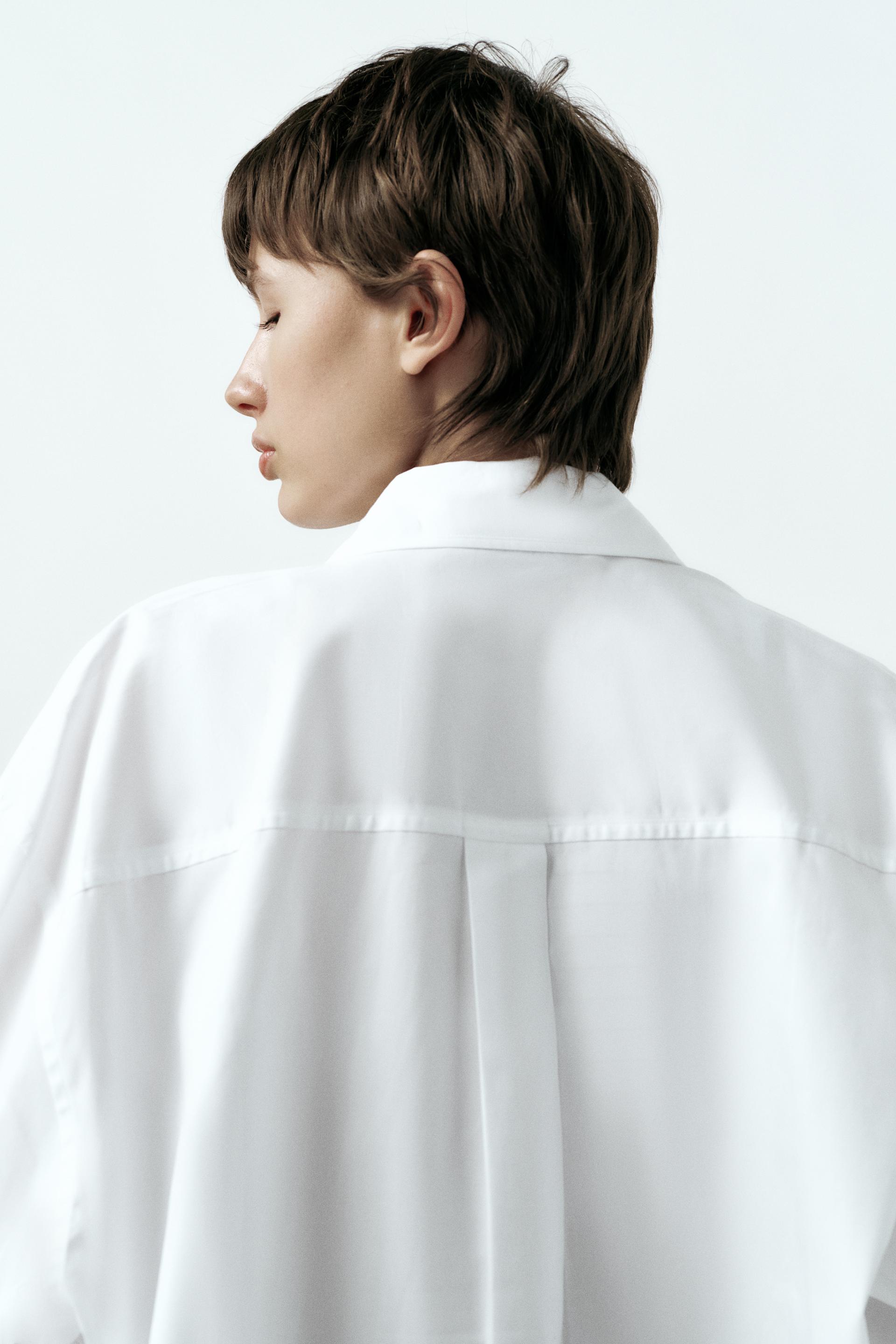 PIPED GABARDINE OVERSIZED SHIRT - White