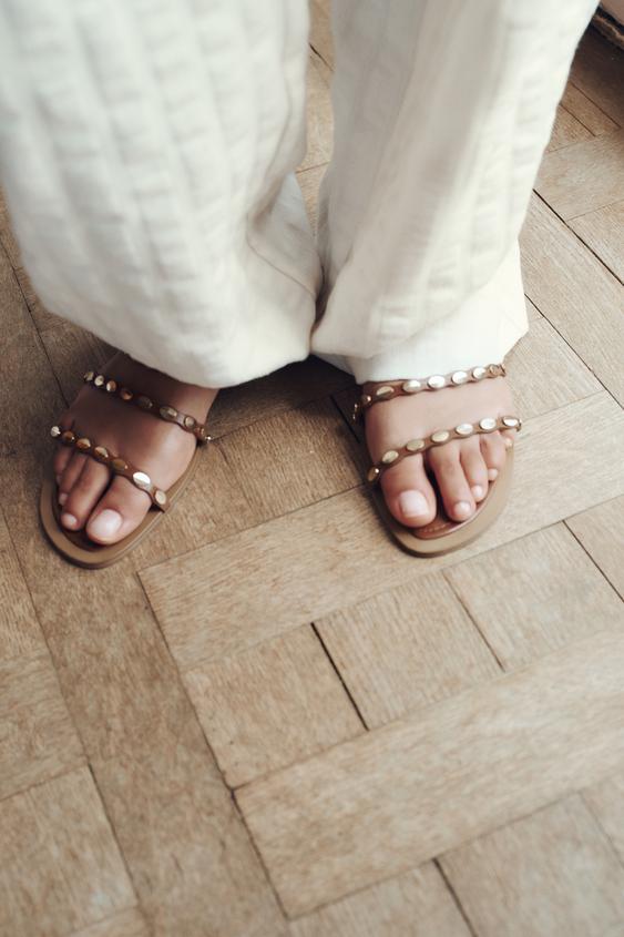 ZARA - TRIPLE STRAP FLAT SANDALS - Size 8