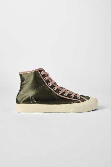 BOBBY GILLESPIE X ZARA HIGH-TOP TRAINERS - Green by Zara