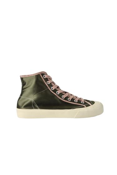 Zara HIGH TOP SNEAKERS BOBBY GILLESPIE X ZARA - Green