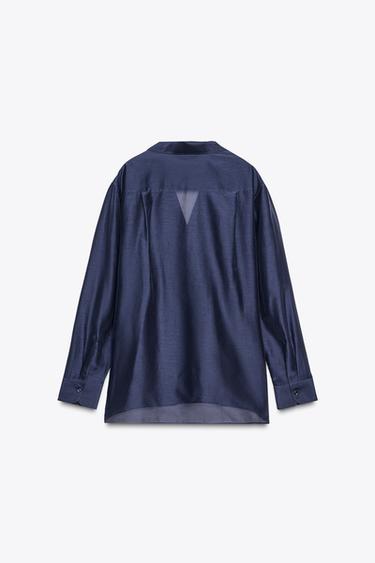 ZW COLLECTION SILK SHIRT - Ink blue by Zara - Image 9