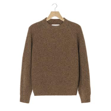 Zara PURL KNIT BOTONATO JUMPER ORIGINS - taupe brown