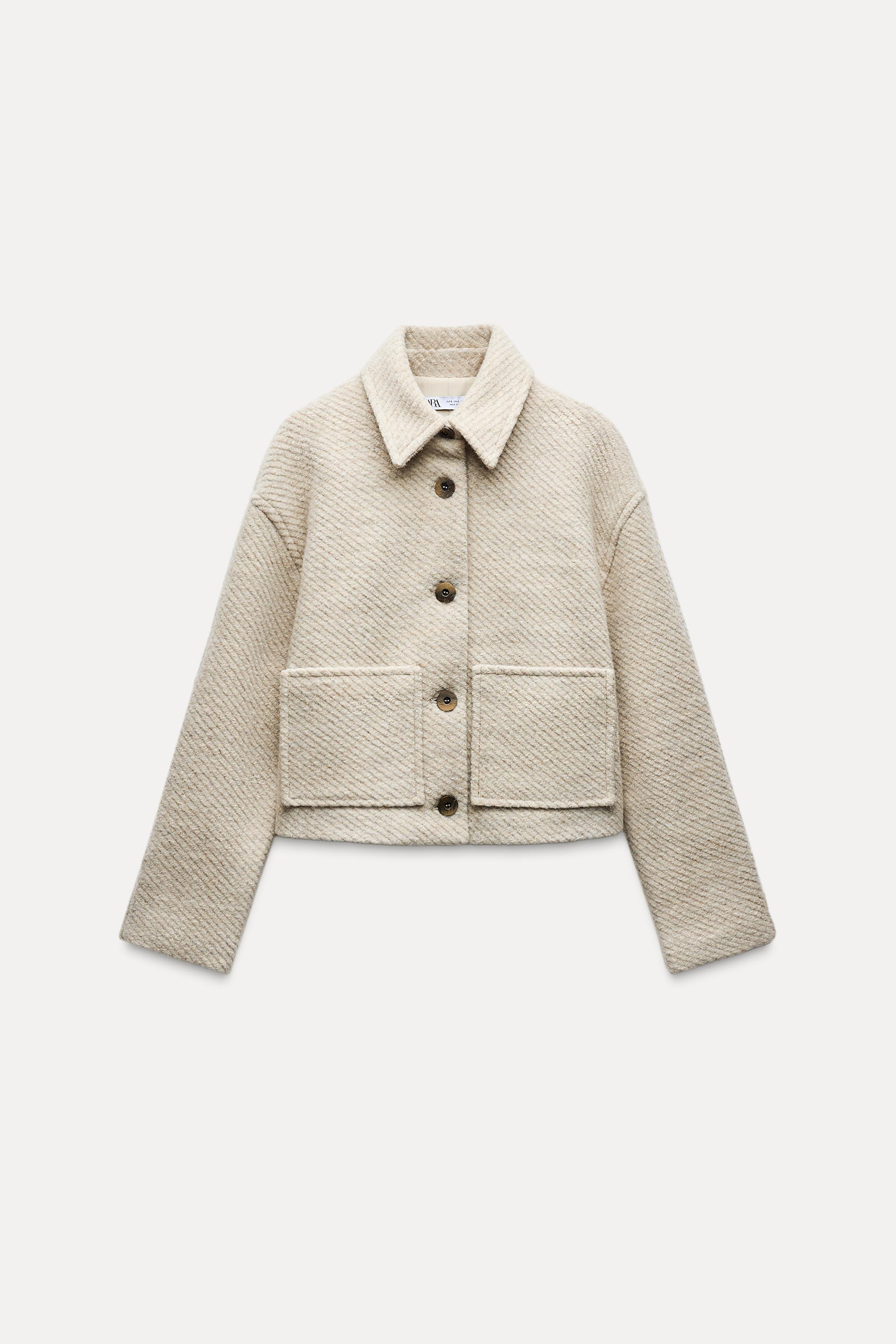 ウールブレンド クロップドジャケット - ライトサンド | ZARA