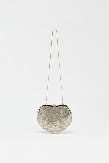 BOLSO BANDOLERA CORAZÓN - Dorado de Zara
