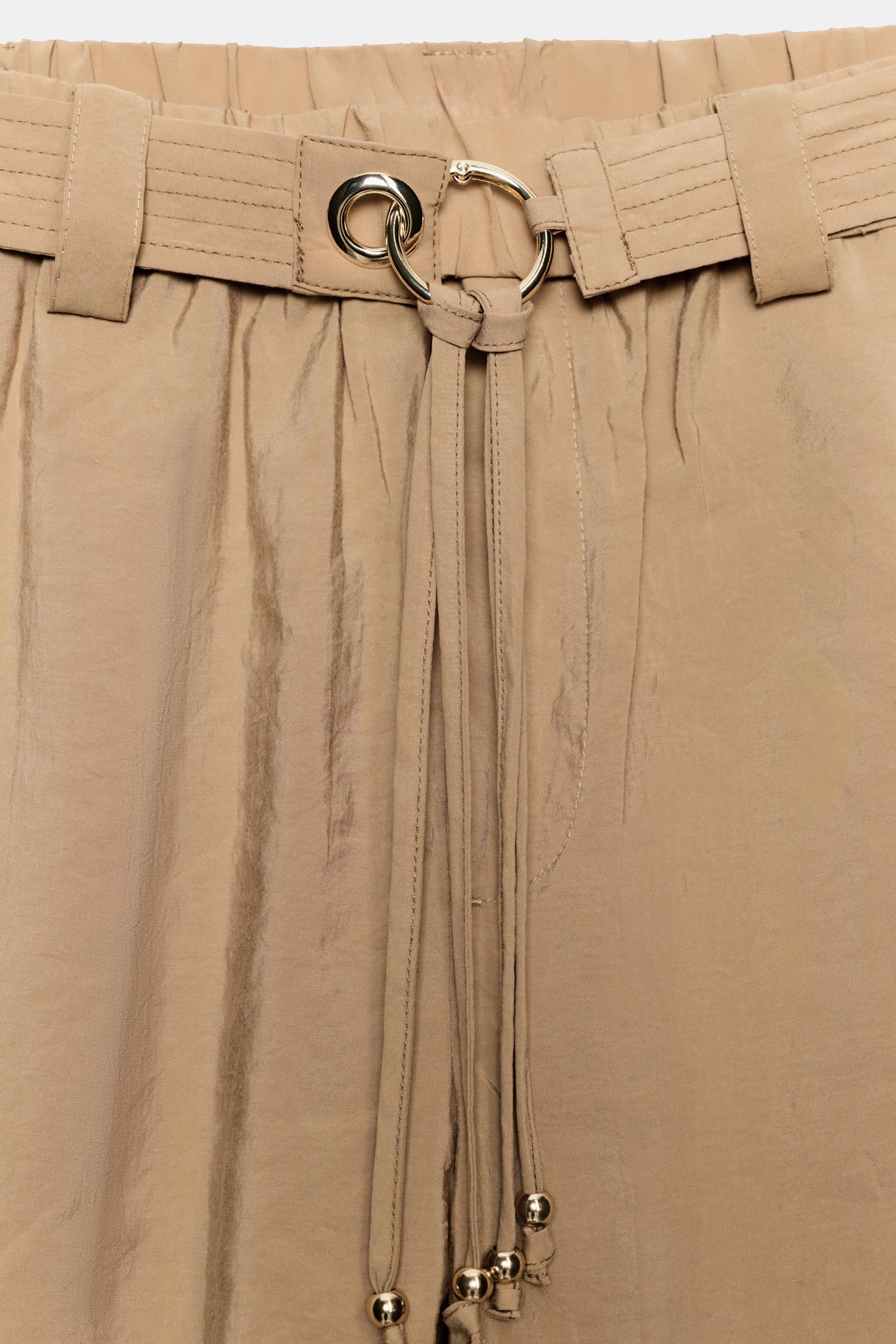 Женские брюки Zara STRAIGHT LEG PANTS WITH BELT — фото 9