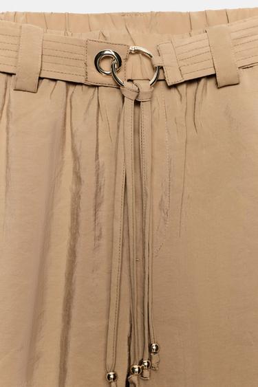 STRAIGHT LEG TROUSERS WITH BELT - Sand by Zara - Image 8