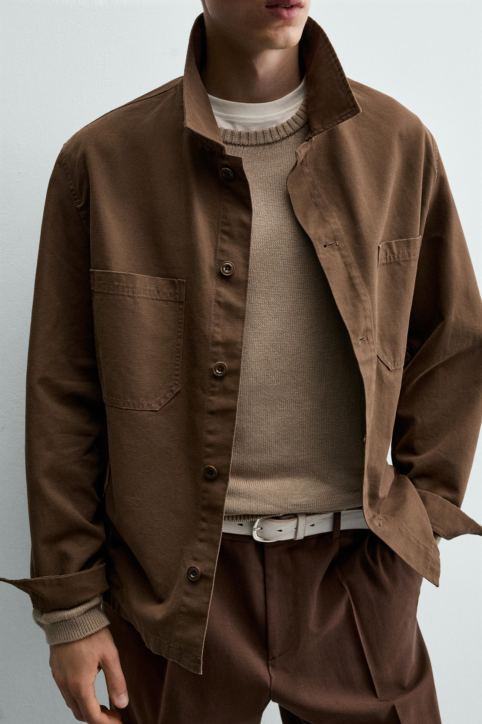 Zara REGULAR FIT CANVAS OVERSHIRT — фото 5