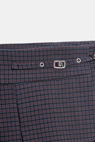 JUPE-PANTALON À CARREAUX ET PLIS PLATS - rouge/bleu marine de Zara - Image 6