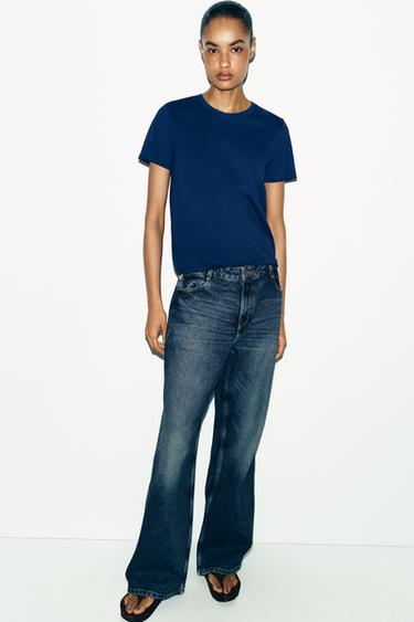 T-SHIRT RUSTIQUE COTON - Bleu marine de Zara