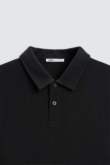 BASIC TEXTURED POLO SHIRT - Black by Zara