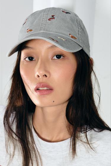 TWILL CAP WITH DOG EMBROIDERY - Grey by Zara - Image 0