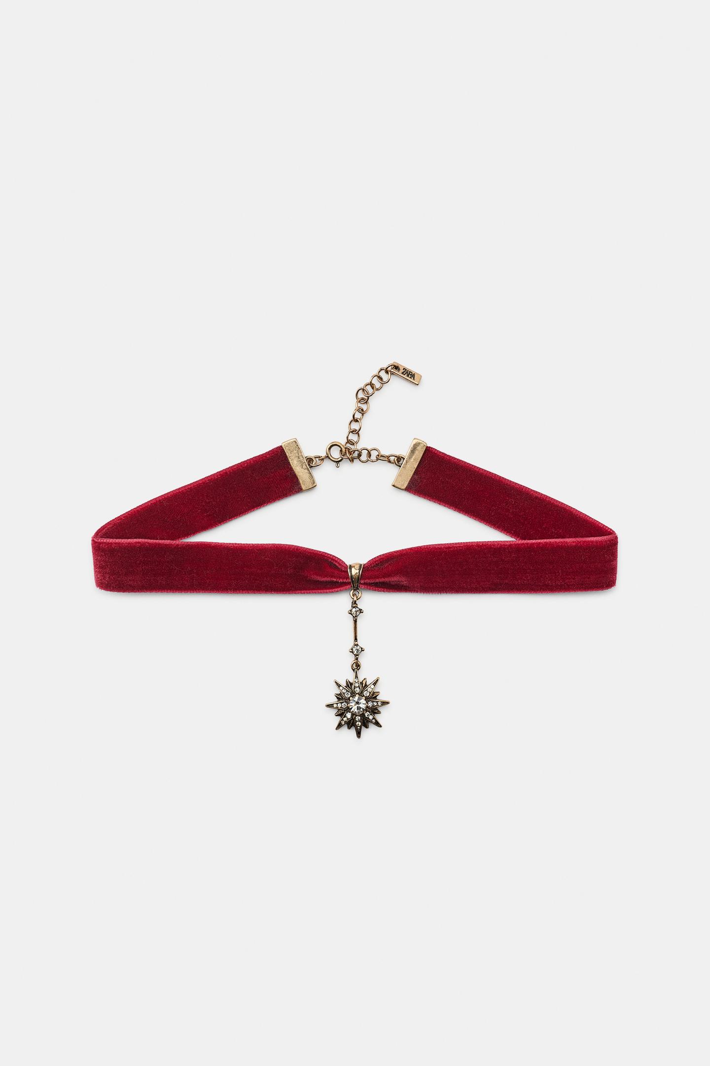 Женские аксессуары Zara Velvet Star Choker, Limited Edition, цвет: Бордовый — фото 3