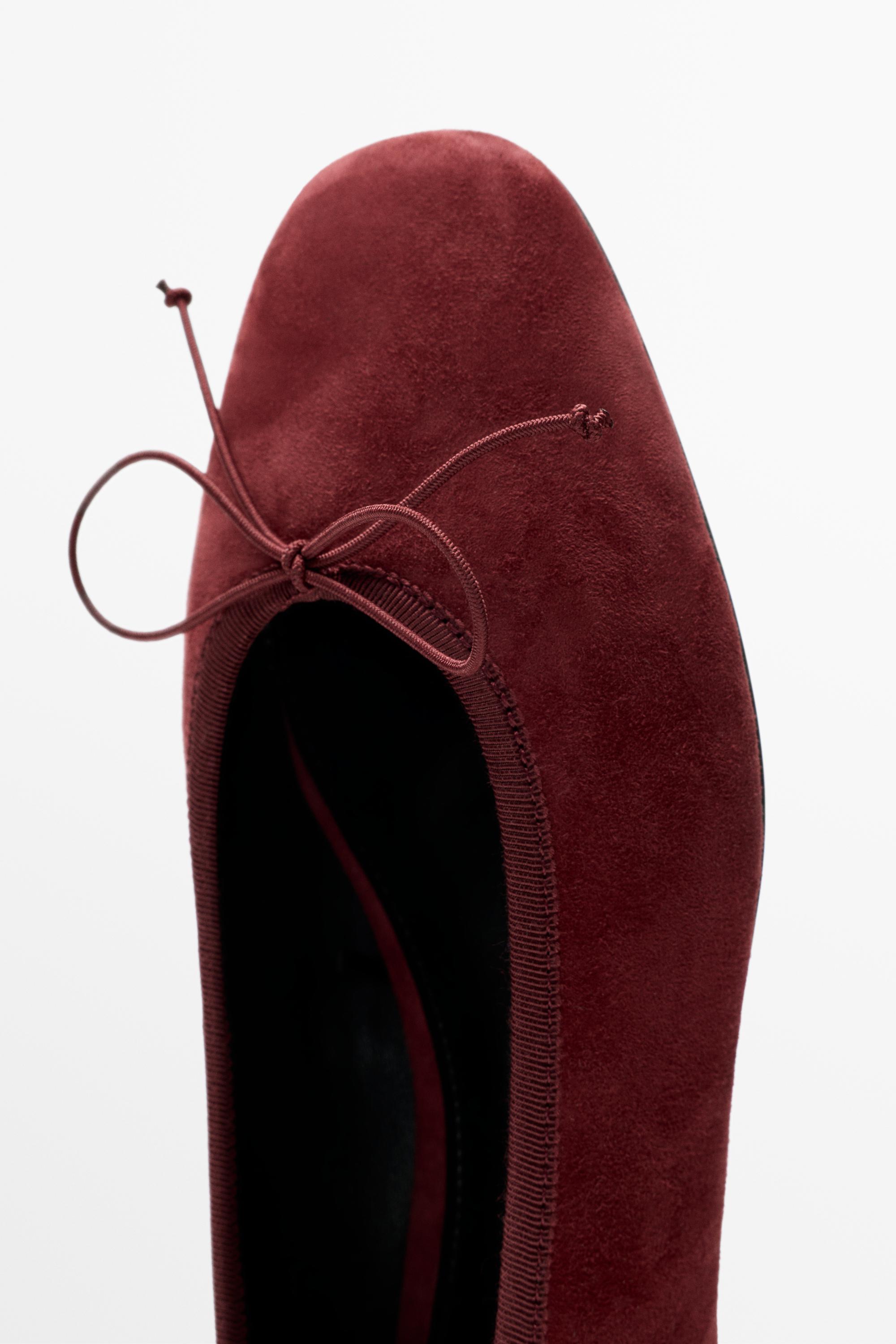 Leather bow ballet flat