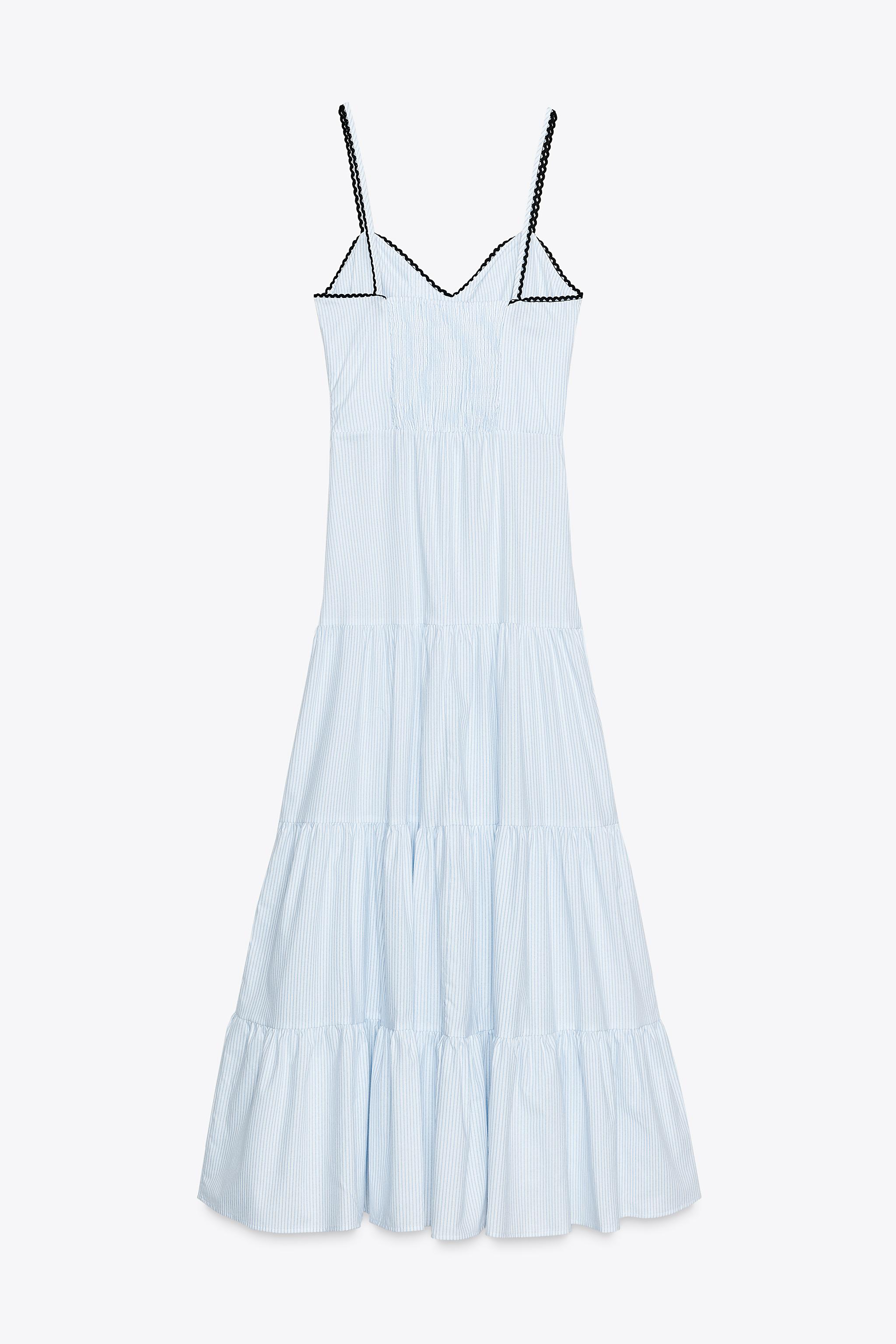ZARA ストライプ柄ミディ丈ワンピース 2587/070 ストライプ柄ミディ丈ワンピース - 青色/白色 | ZARA Japan / 日本