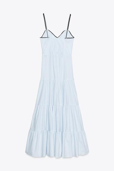 STRIPED MIDI DRESS - Blue/White by Zara - Image 8
